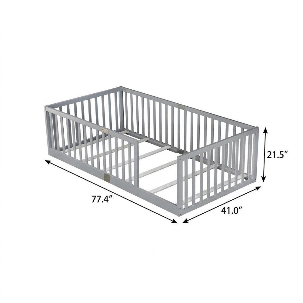 Gray Solid Wood Twin Bed Frame HomeRoots