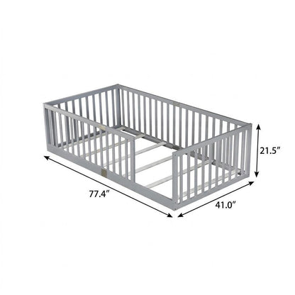 Gray Solid Wood Twin Bed Frame HomeRoots