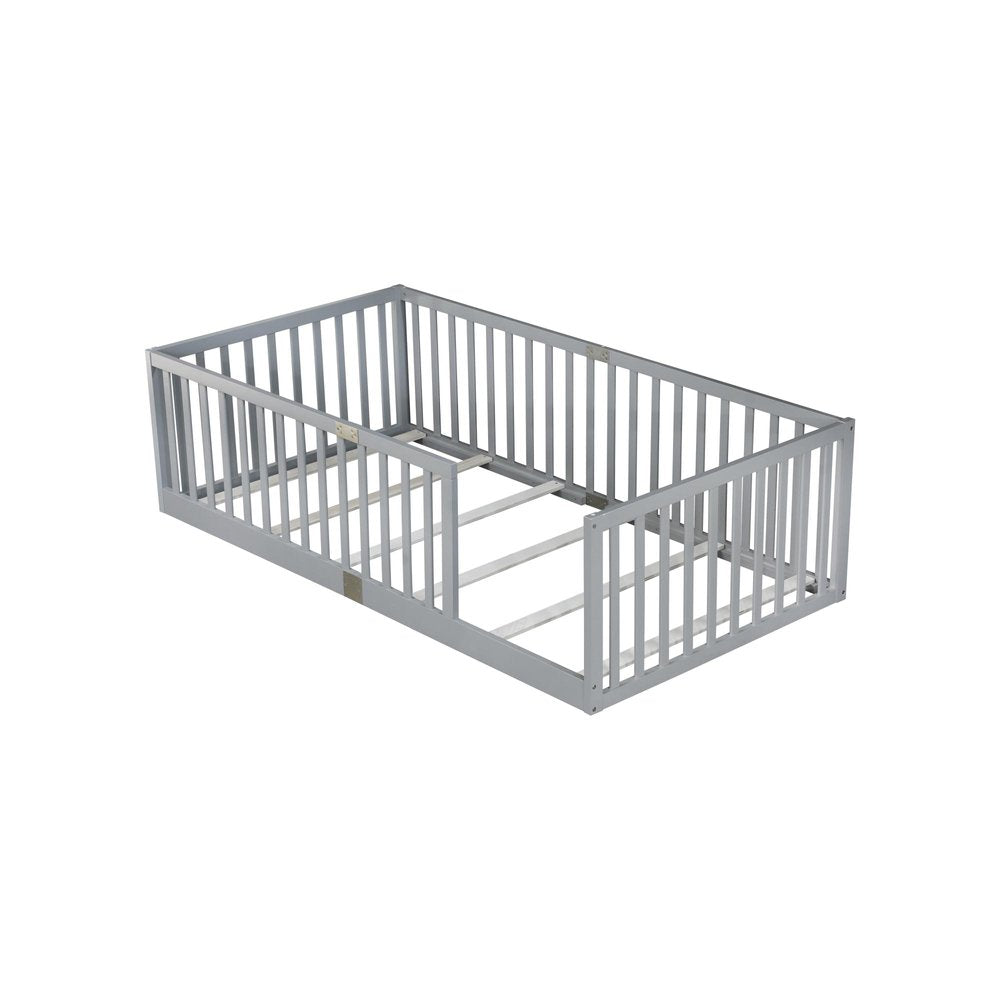 Gray Solid Wood Twin Bed Frame HomeRoots