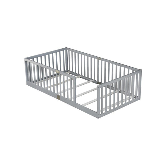 Gray Solid Wood Twin Bed Frame HomeRoots