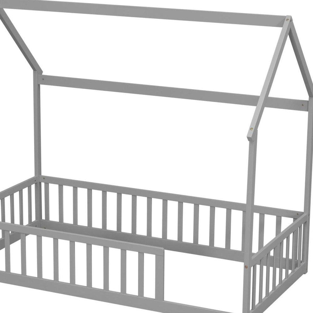 White Solid Wood Full House Bed HomeRoots