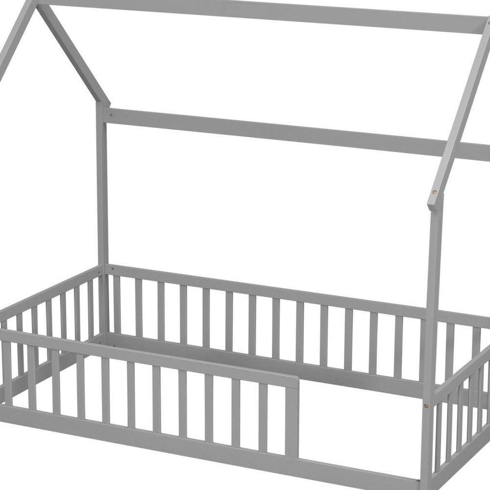White Solid Wood Full House Bed HomeRoots