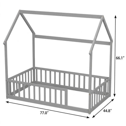White Solid Wood Full House Bed HomeRoots