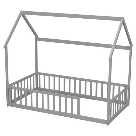 White Solid Wood Full House Bed HomeRoots