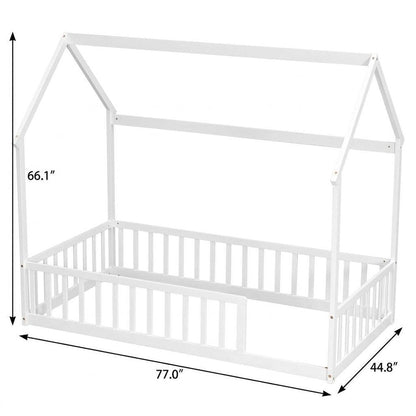 White Solid Wood Full House Bed HomeRoots