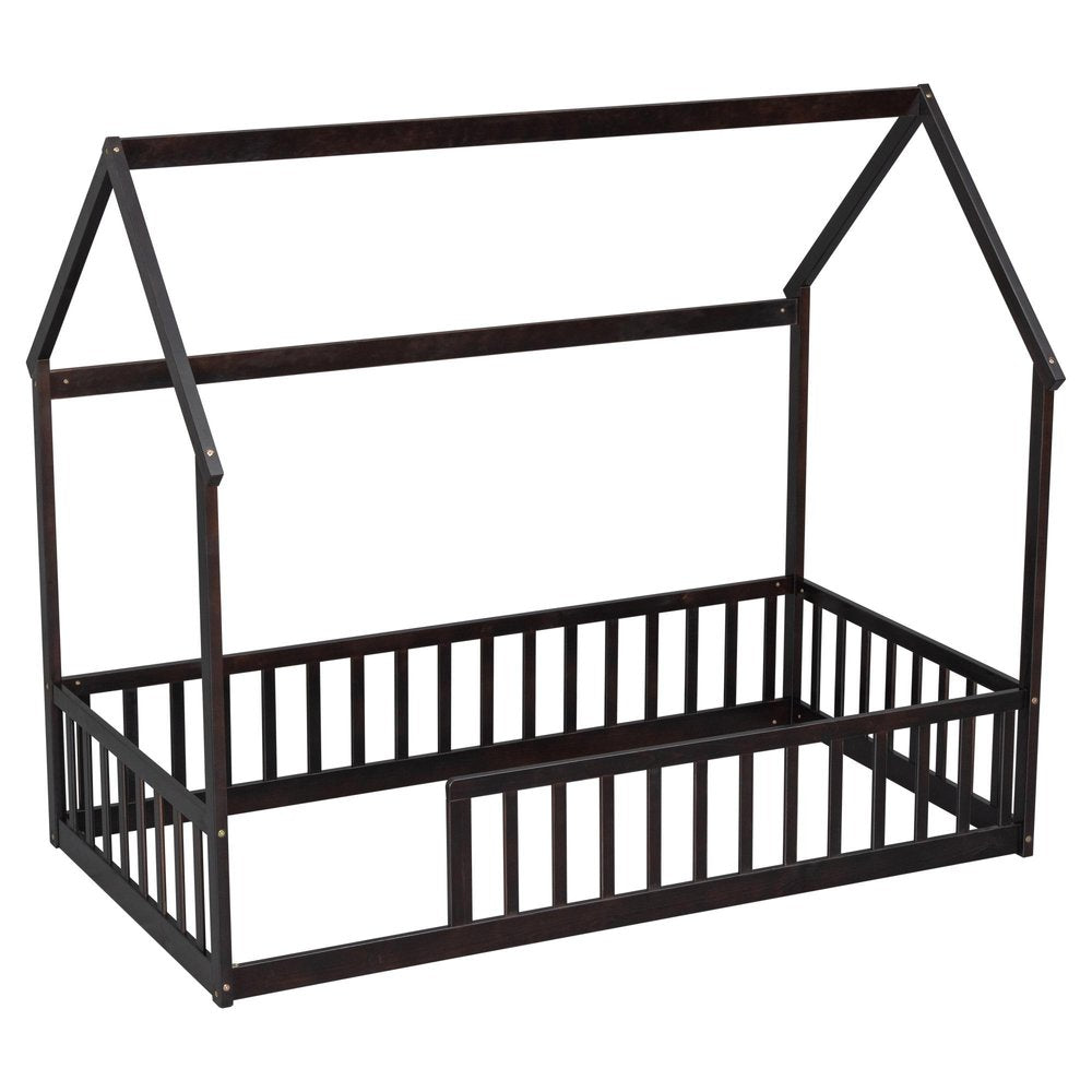 White Solid Wood Full House Bed HomeRoots