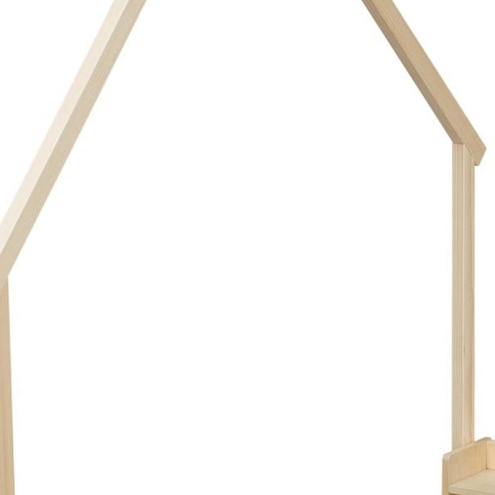 Natural Solid Wood Lighted Full House Bed With USB HomeRoots