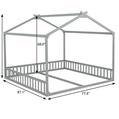 Gray Solid Wood Twin House Bed HomeRoots
