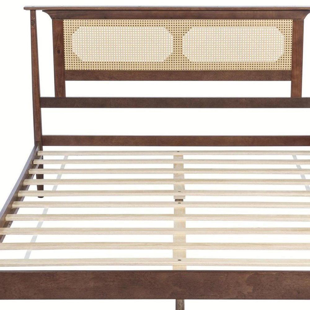 Walnut Solid Wood Queen Bed Frame HomeRoots
