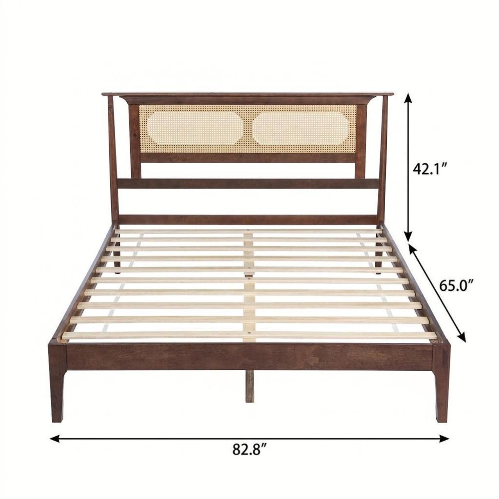 Walnut Solid Wood Queen Bed Frame — view 5