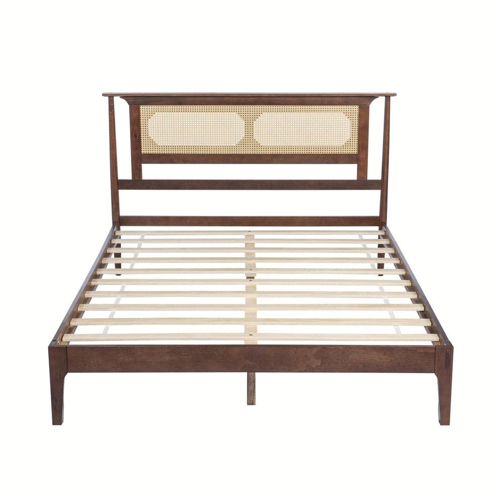 Walnut Solid Wood Queen Bed Frame — view 1