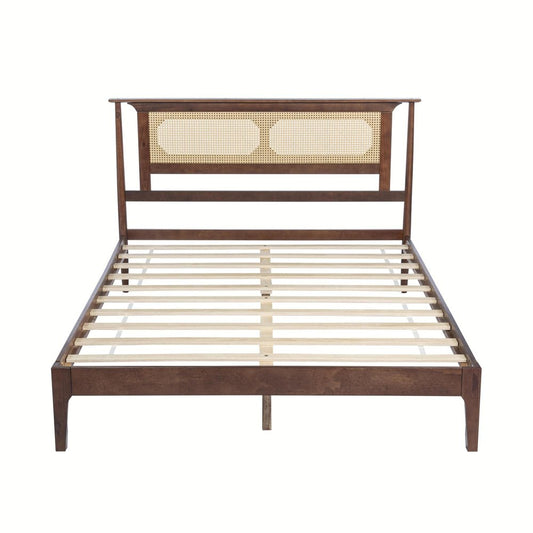Walnut Solid Wood Queen Bed Frame HomeRoots