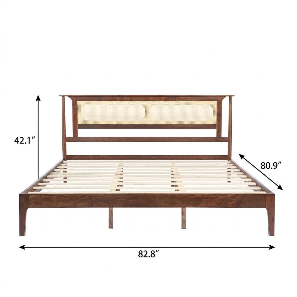 Walnut Solid Wood Queen Bed Frame HomeRoots