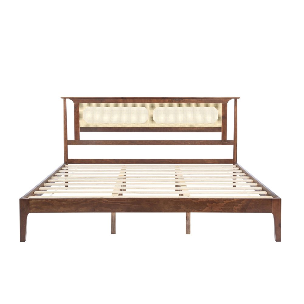 Walnut Solid Wood Queen Bed Frame — view 11
