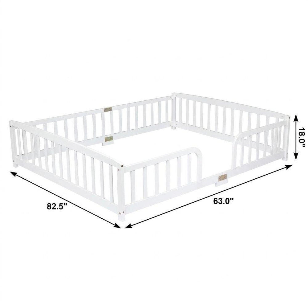 White Solid Wood Queen Bed Frame HomeRoots