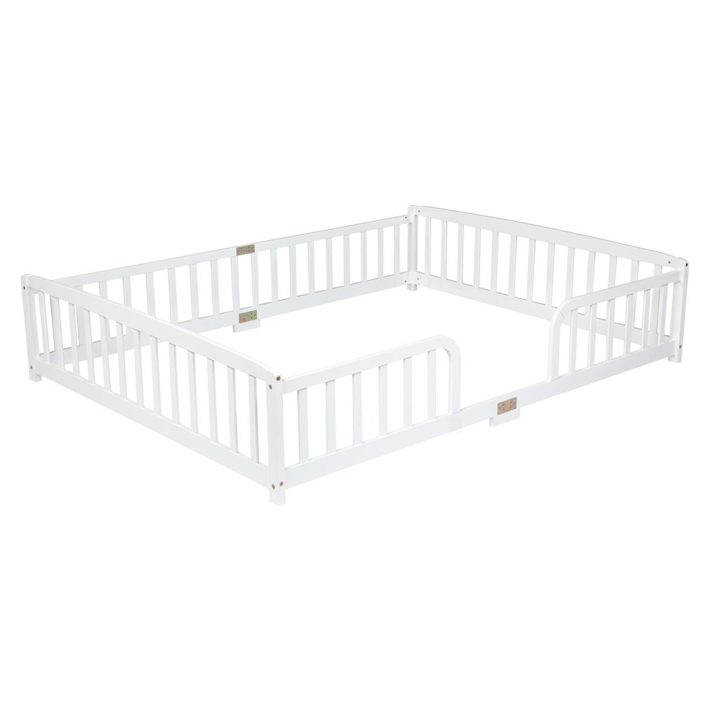 White Solid Wood Queen Bed Frame HomeRoots