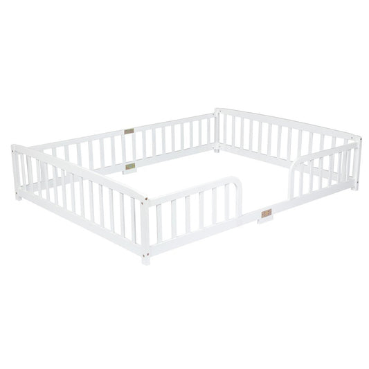 White Solid Wood Queen Bed Frame HomeRoots