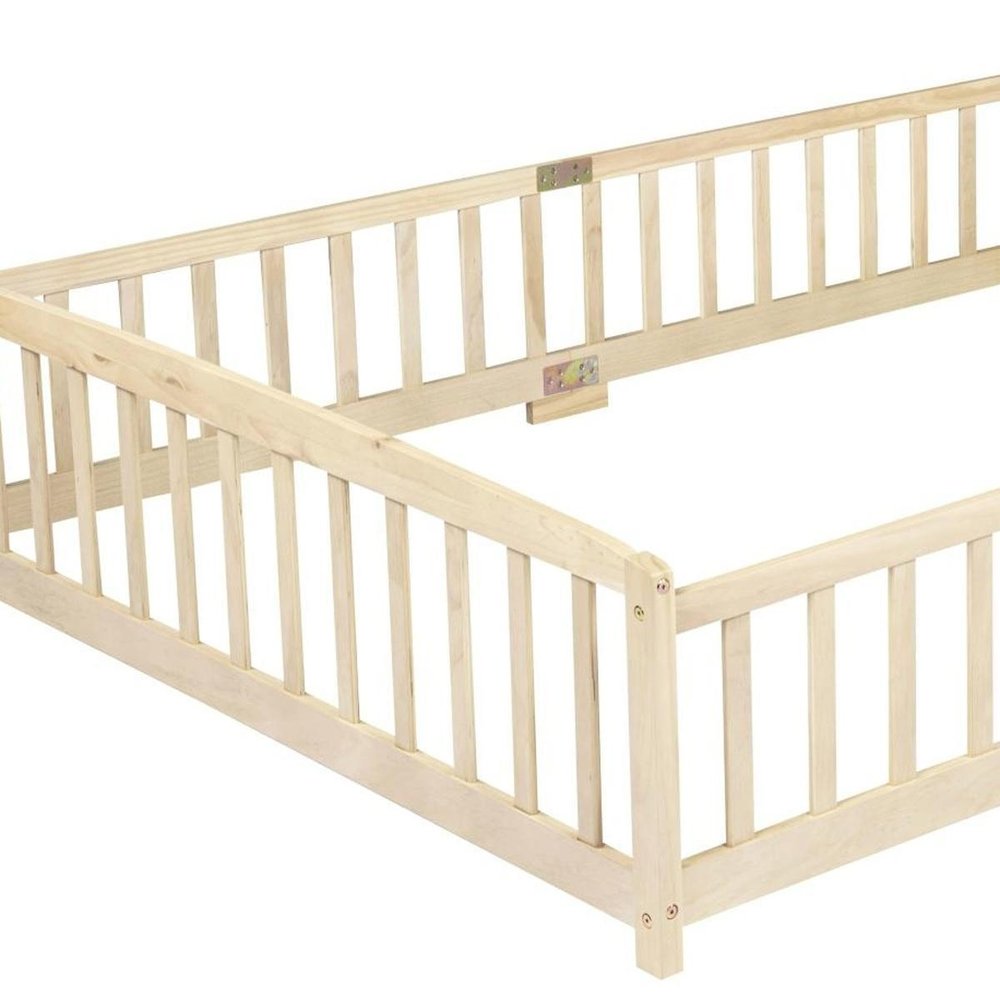 White Solid Wood Queen Bed Frame — view 8