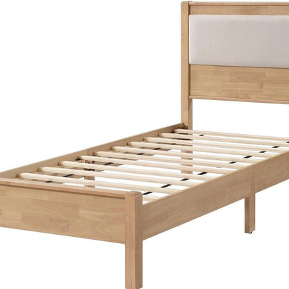 Brown And Light Gray Solid Wood And Linen Blend Upholstered Queen Bed Frame HomeRoots