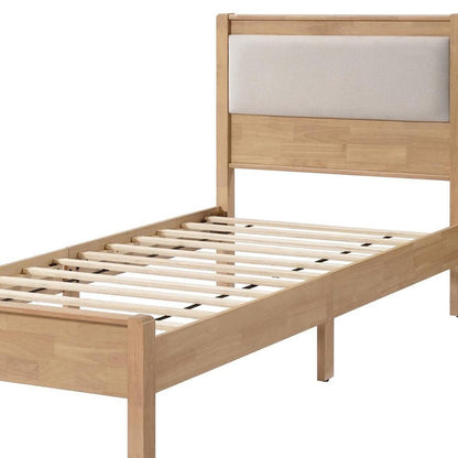 Brown And Light Gray Solid Wood And Linen Blend Upholstered Queen Bed Frame HomeRoots