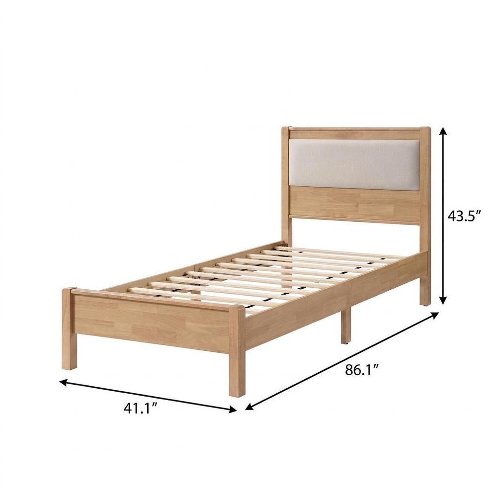 Brown And Light Gray Solid Wood And Linen Blend Upholstered Queen Bed Frame HomeRoots