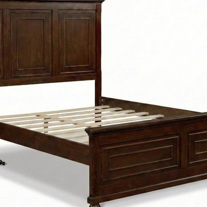Brown Solid Wood Queen Bed Frame With USB