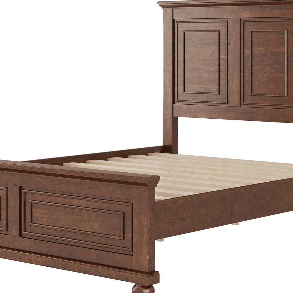 Brown Solid Wood Queen Bed Frame With USB