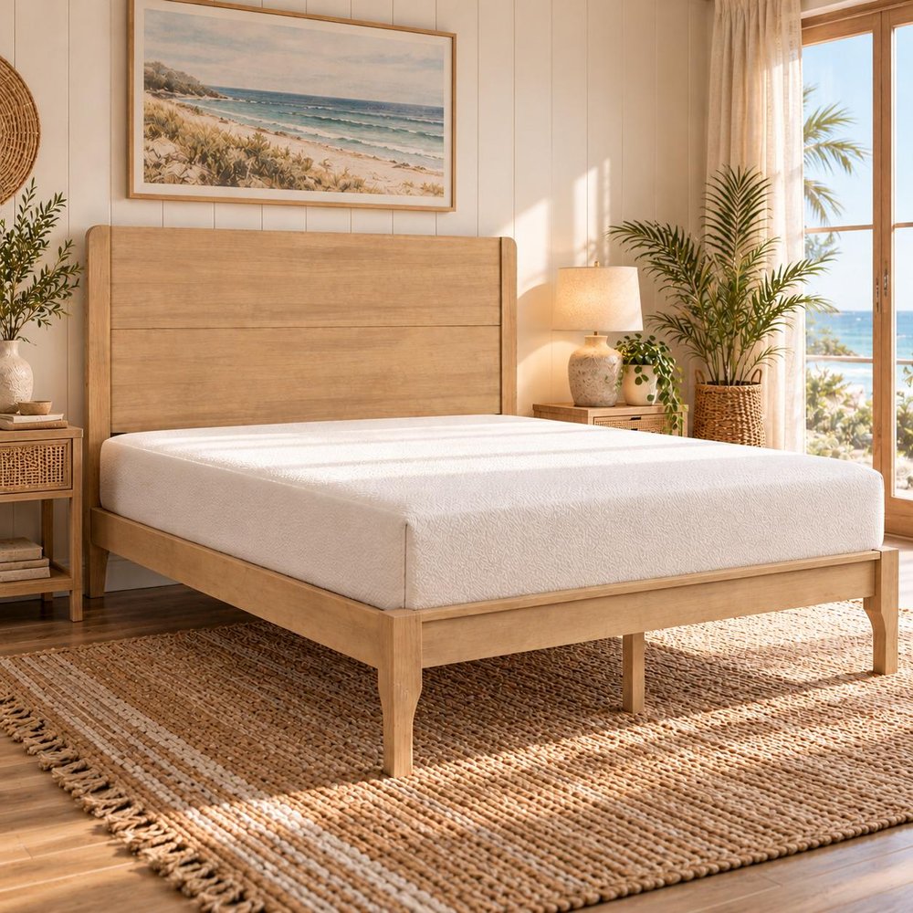 Natural Solid Wood Queen Bed Frame