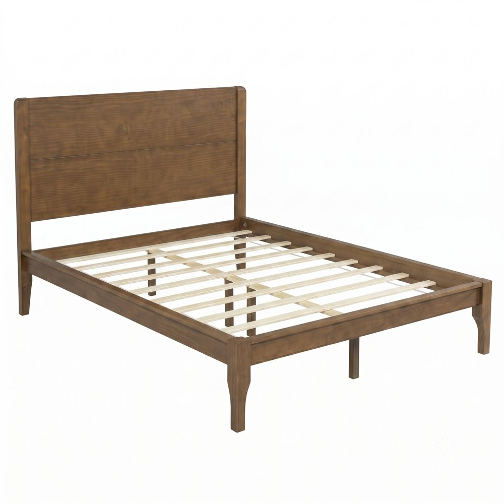 Walnut Solid Wood King Bed Frame HomeRoots