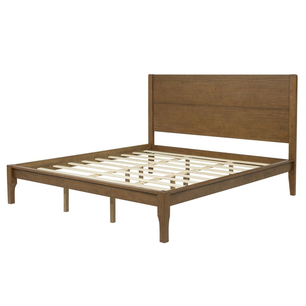 Walnut Solid Wood King Bed Frame HomeRoots