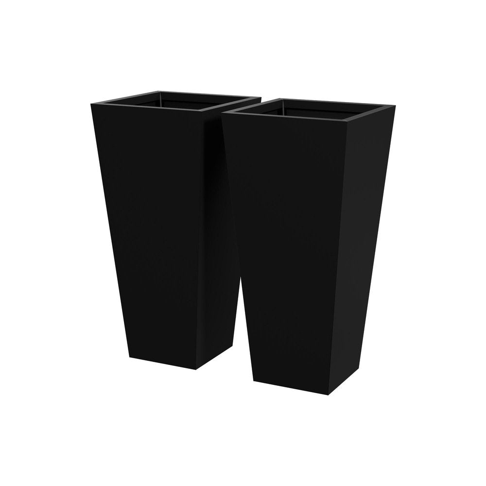 Set of Two Black Metal Rectangular Pot Planter HomeRoots