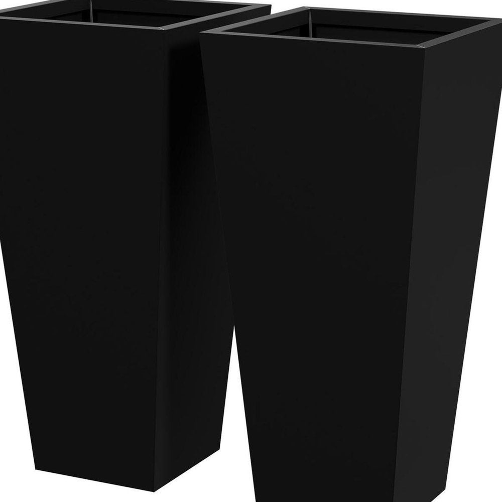 Set of Two Black Metal Rectangular Pot Planter — view 4
