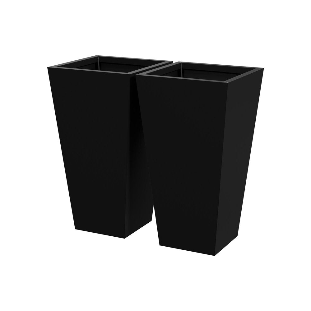 Set of Two Black Metal Rectangular Pot Planter HomeRoots