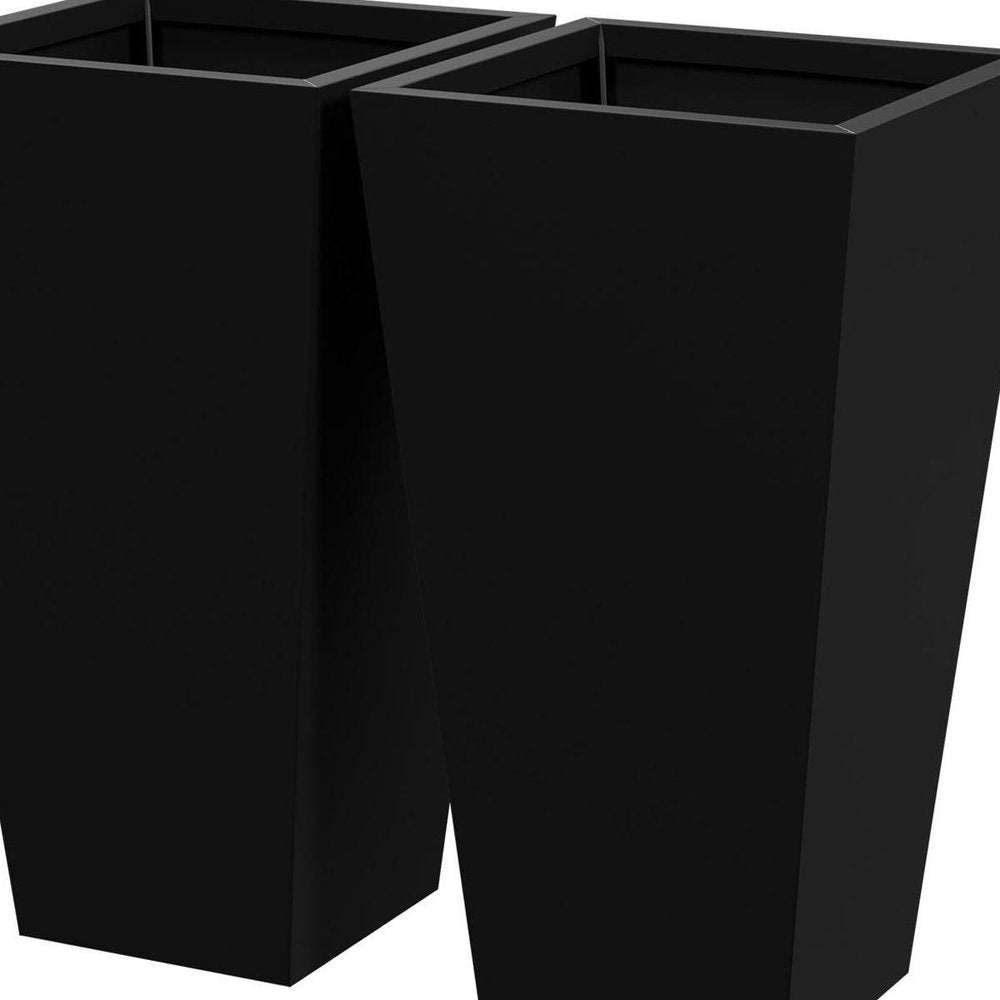Set of Two Black Metal Rectangular Pot Planter HomeRoots