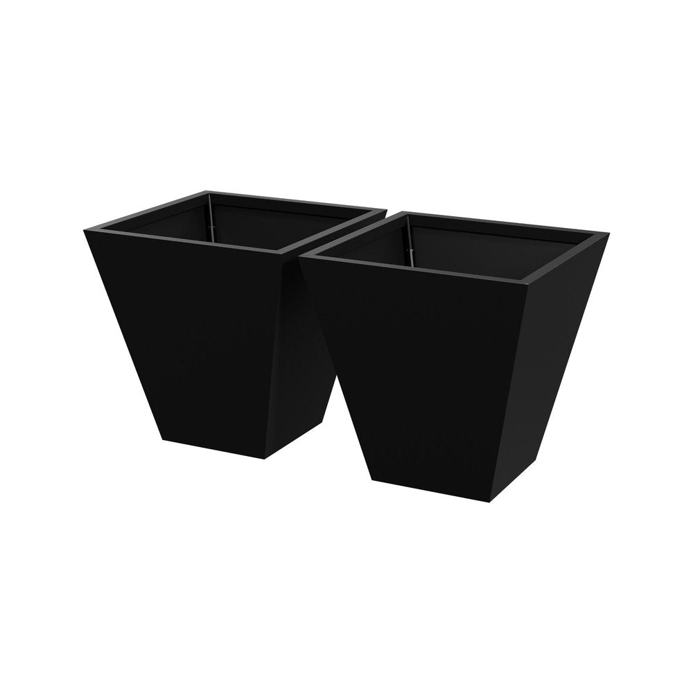 Set of Two Black Metal Rectangular Pot Planter — view 1
