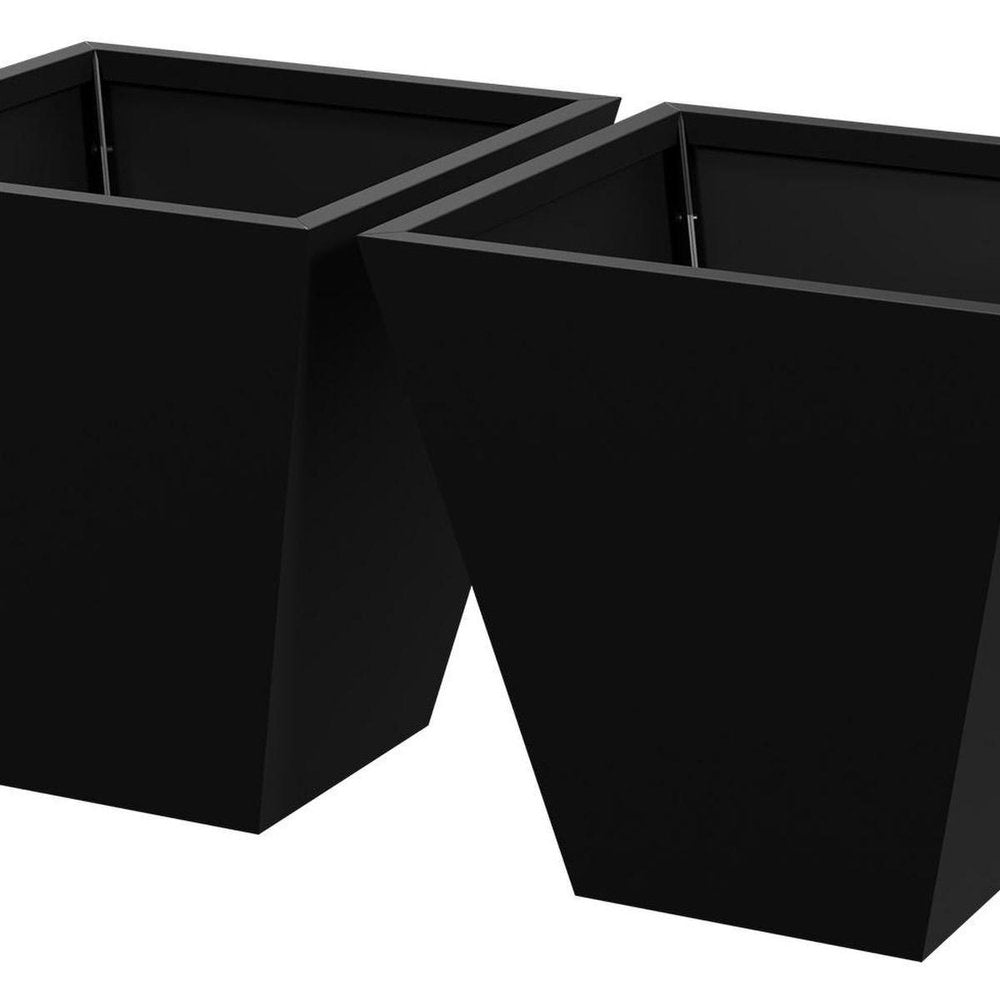 Set of Two Black Metal Rectangular Pot Planter HomeRoots