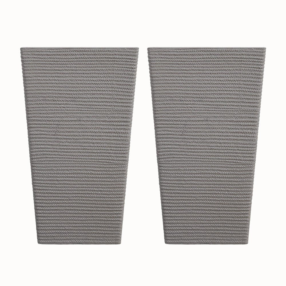 Set of Two Gray Heavy Duty Plastic Rectangular Pot Planter HomeRoots