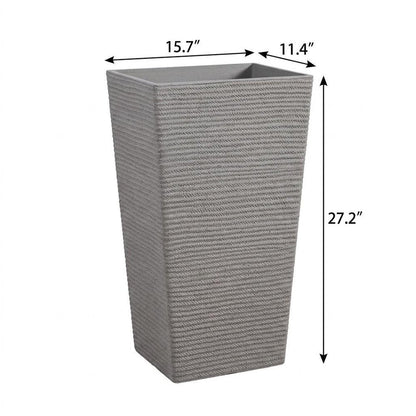 Set of Two Gray Heavy Duty Plastic Rectangular Pot Planter HomeRoots