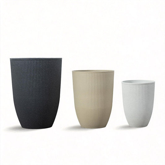 Set of Three White Heavy Duty Plastic Rectangular Pot Planter