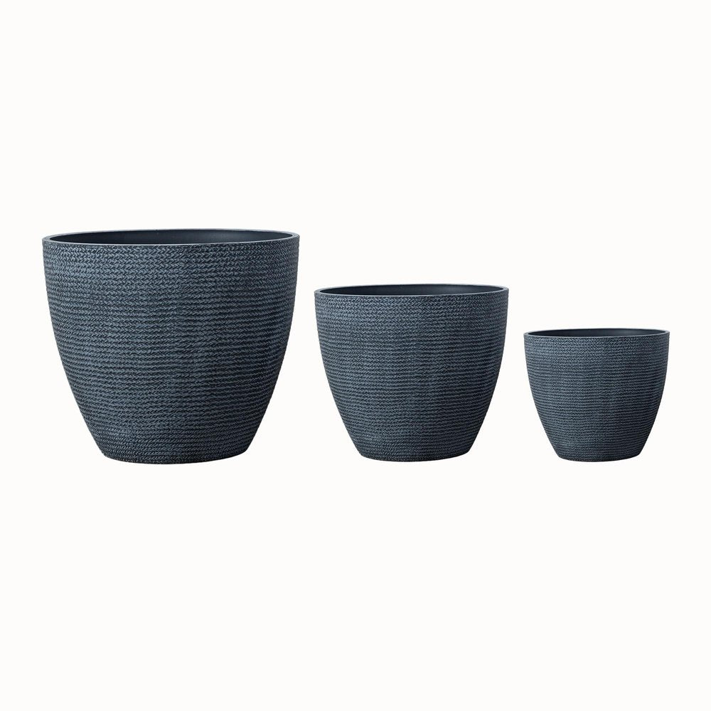 Set of Three Gray Heavy Duty Plastic Rectangular Pot Planter — view 2