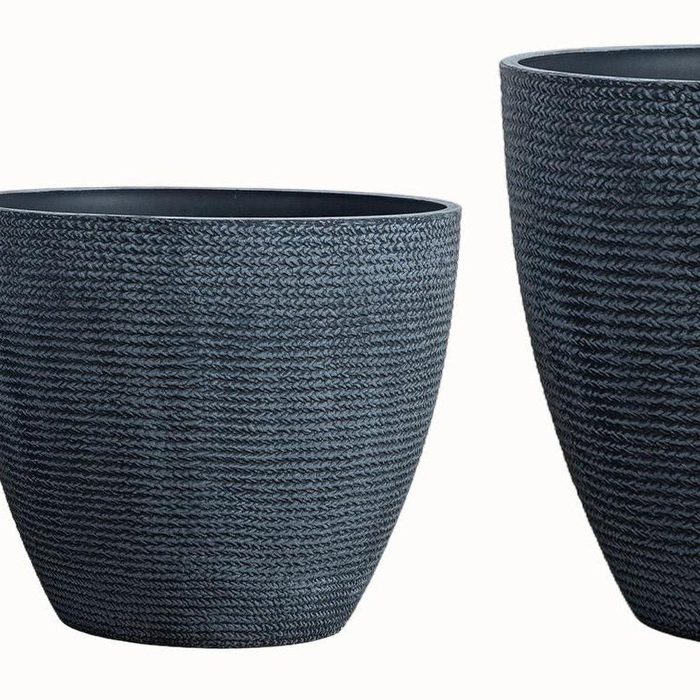 Set of Three Gray Heavy Duty Plastic Rectangular Pot Planter HomeRoots