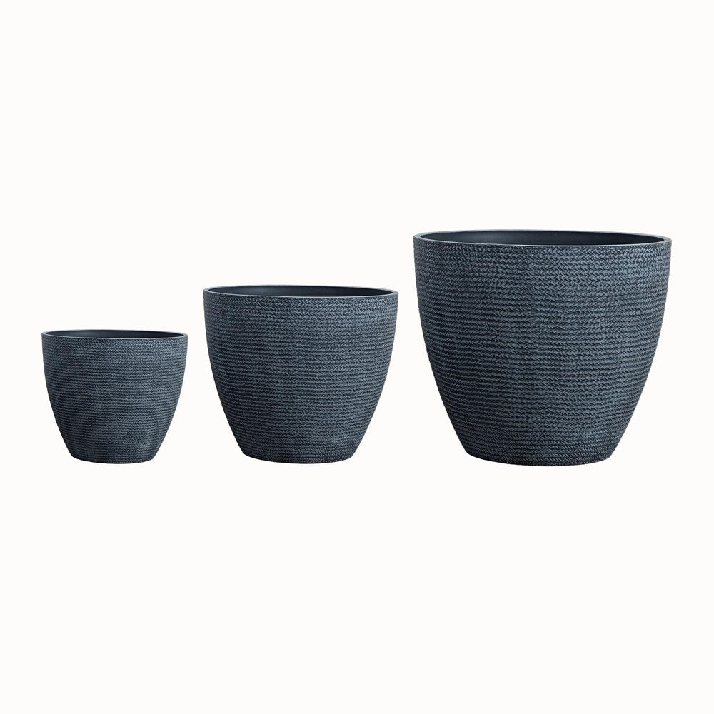 Set of Three Gray Heavy Duty Plastic Rectangular Pot Planter HomeRoots
