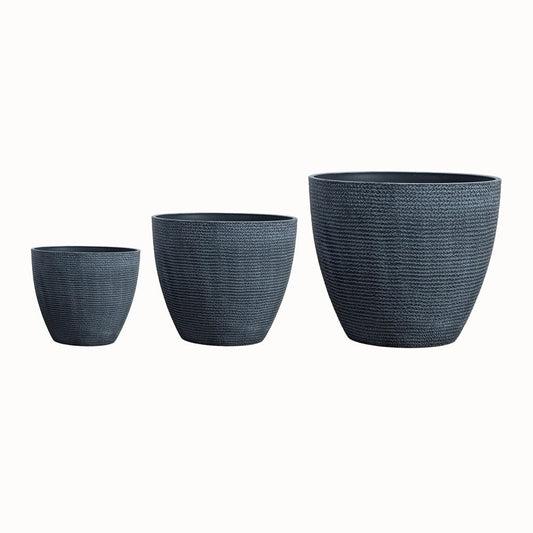 Set of Three Gray Heavy Duty Plastic Rectangular Pot Planter