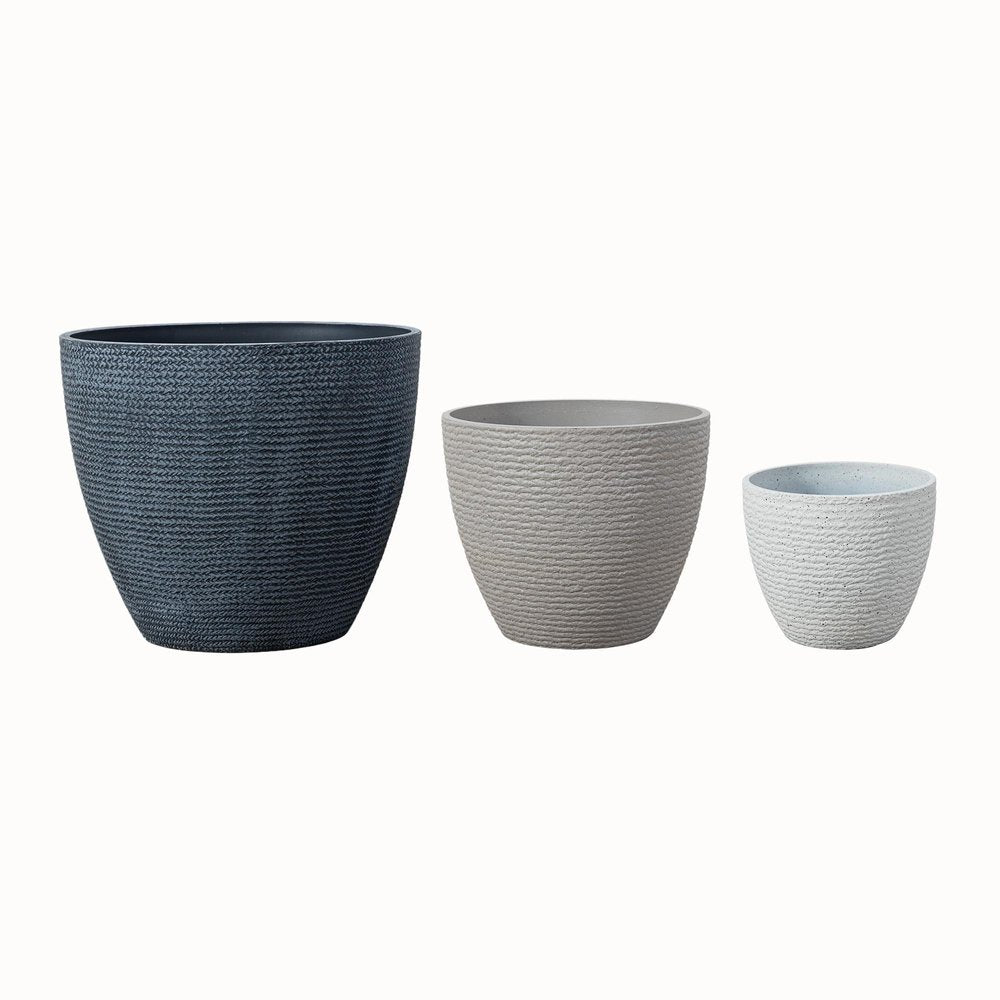 Set of Three White Heavy Duty Plastic Rectangular Pot Planter