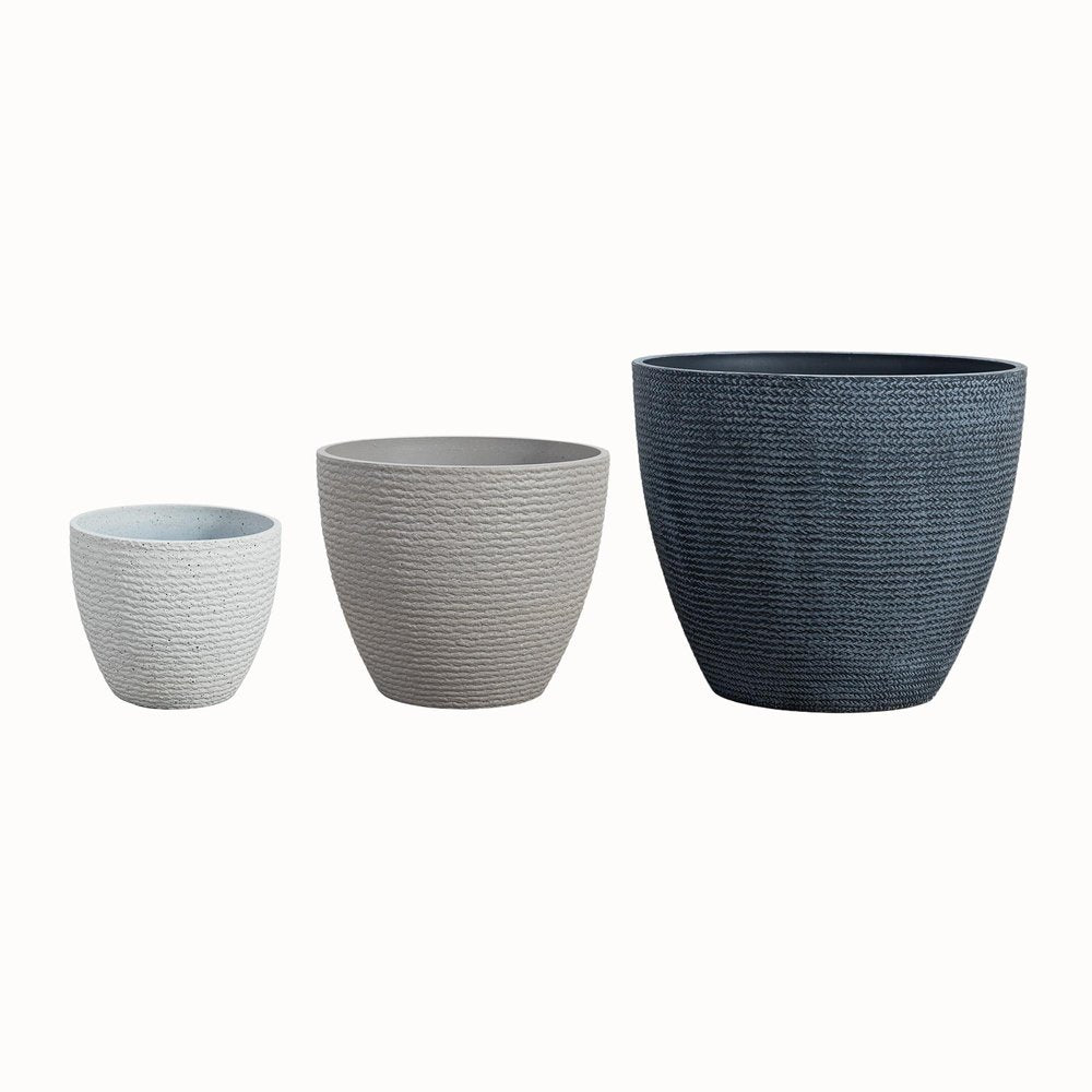 Set of Three White Heavy Duty Plastic Rectangular Pot Planter