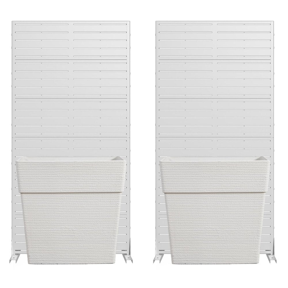 Set of Two White Heavy Duty Plastic Rectangular Pot Planter — view 1