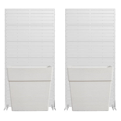 Set of Two White Heavy Duty Plastic Rectangular Pot Planter HomeRoots