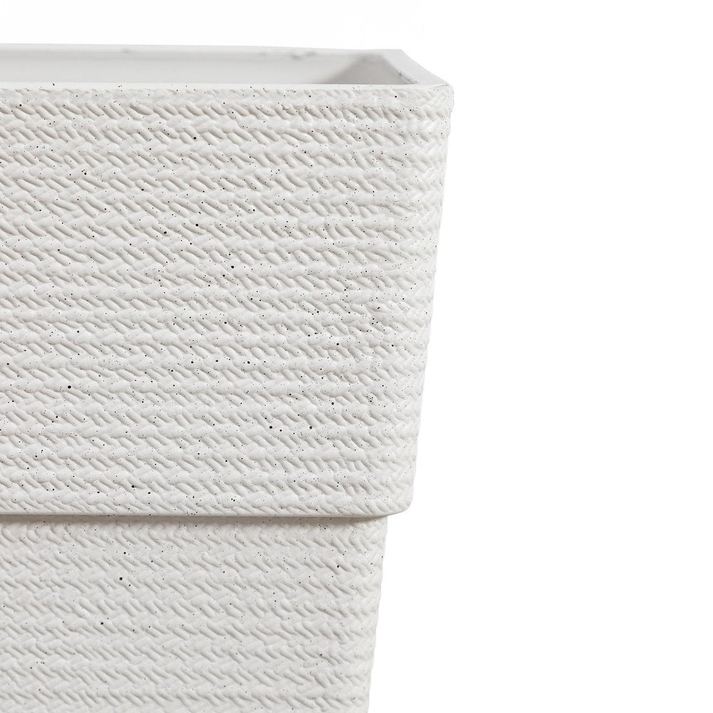 Set of Two White Heavy Duty Plastic Rectangular Pot Planter HomeRoots