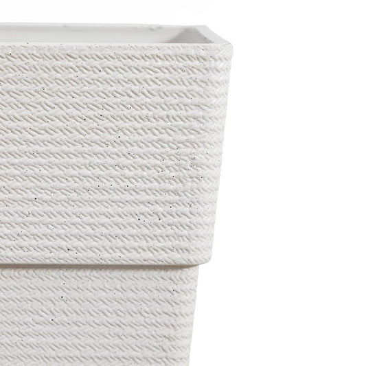 Set of Two White Heavy Duty Plastic Rectangular Pot Planter