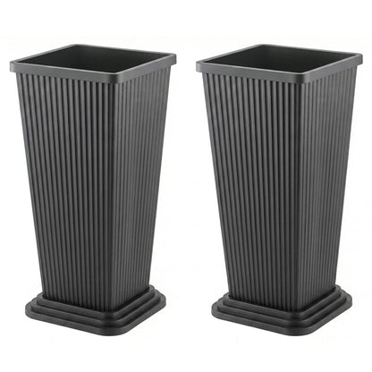 Set of Two Brown Heavy Duty Plastic Rectangular Pot Planter HomeRoots